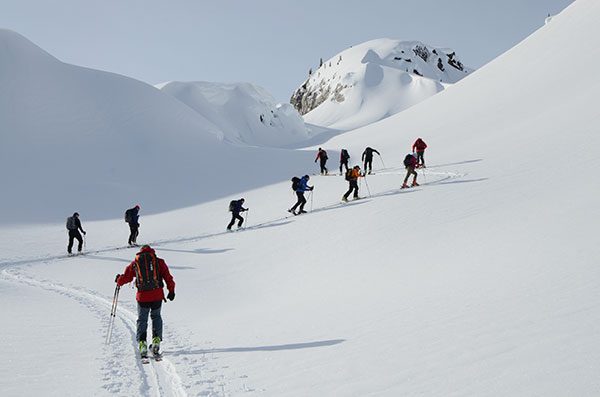 Ski group touring in British Colombia
