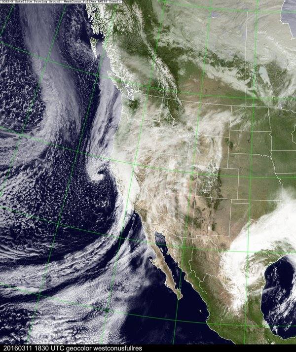 11:45am satellite image showing storm hitting WA. image: noaa