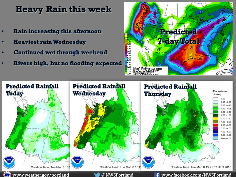 "Heavy rain Wednesday in the midst of a wet week in NW Oregon and SW Washington" - NOAA Portland, OR today