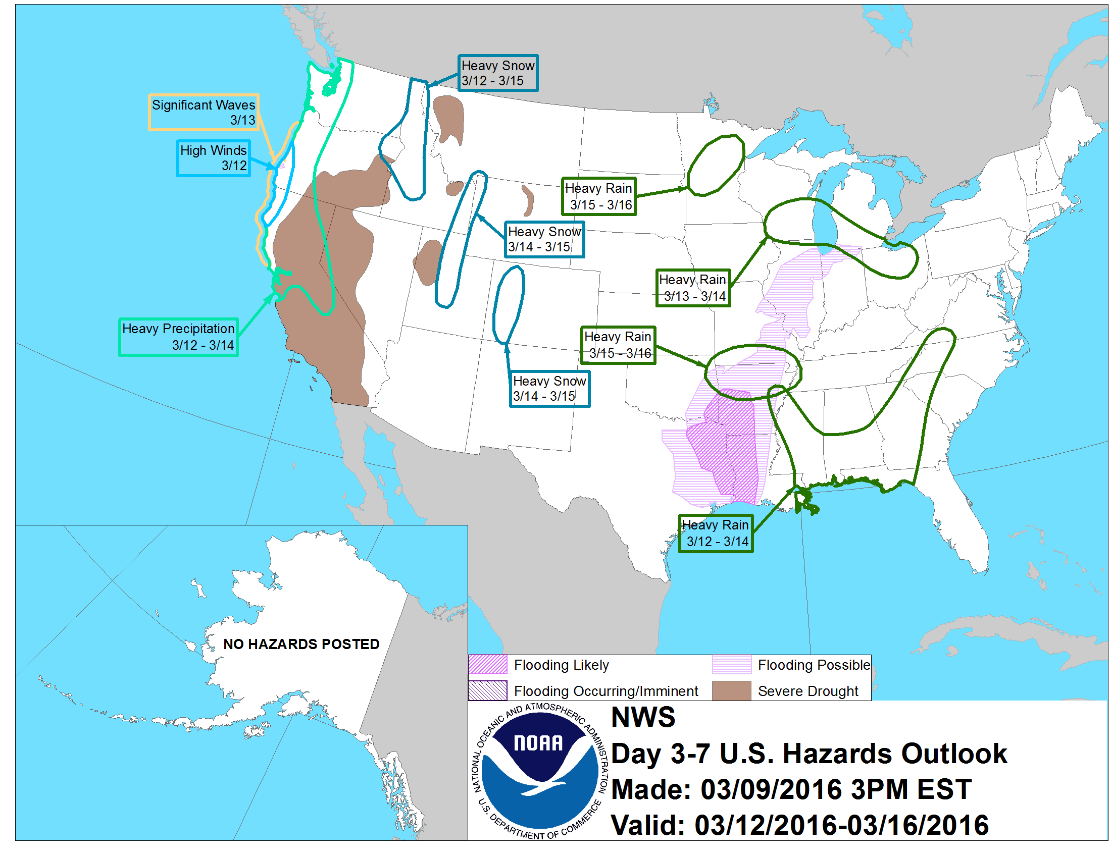 NOAA's long range forecast calling for "Heavy Precipitation" for CA March