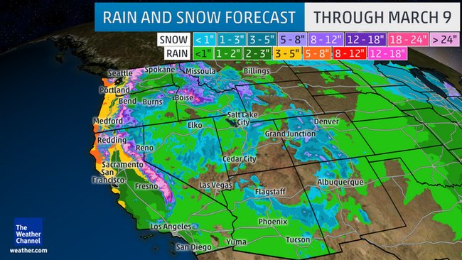 Looking good for snow in the Western USA this week