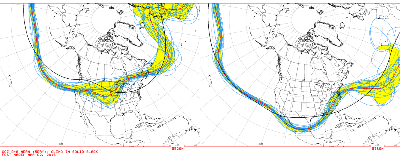 Forecast jet stream coming right through CA and the Western USA in the next 6-10 days. image: noaa, today