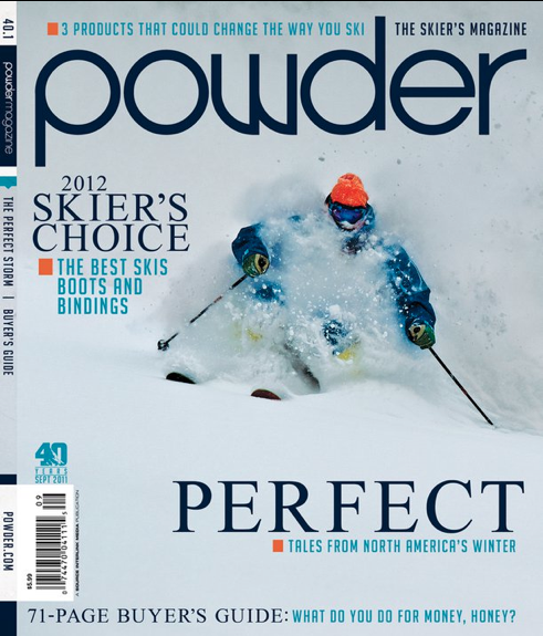 Powder Magazine cover 2012. Cody Townsend at Mt. Baker ski area, WA.