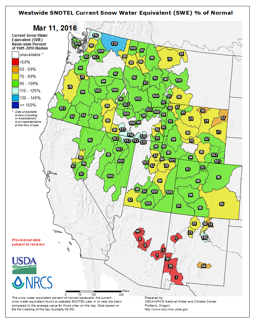 snowpack average to date. image: nws, today