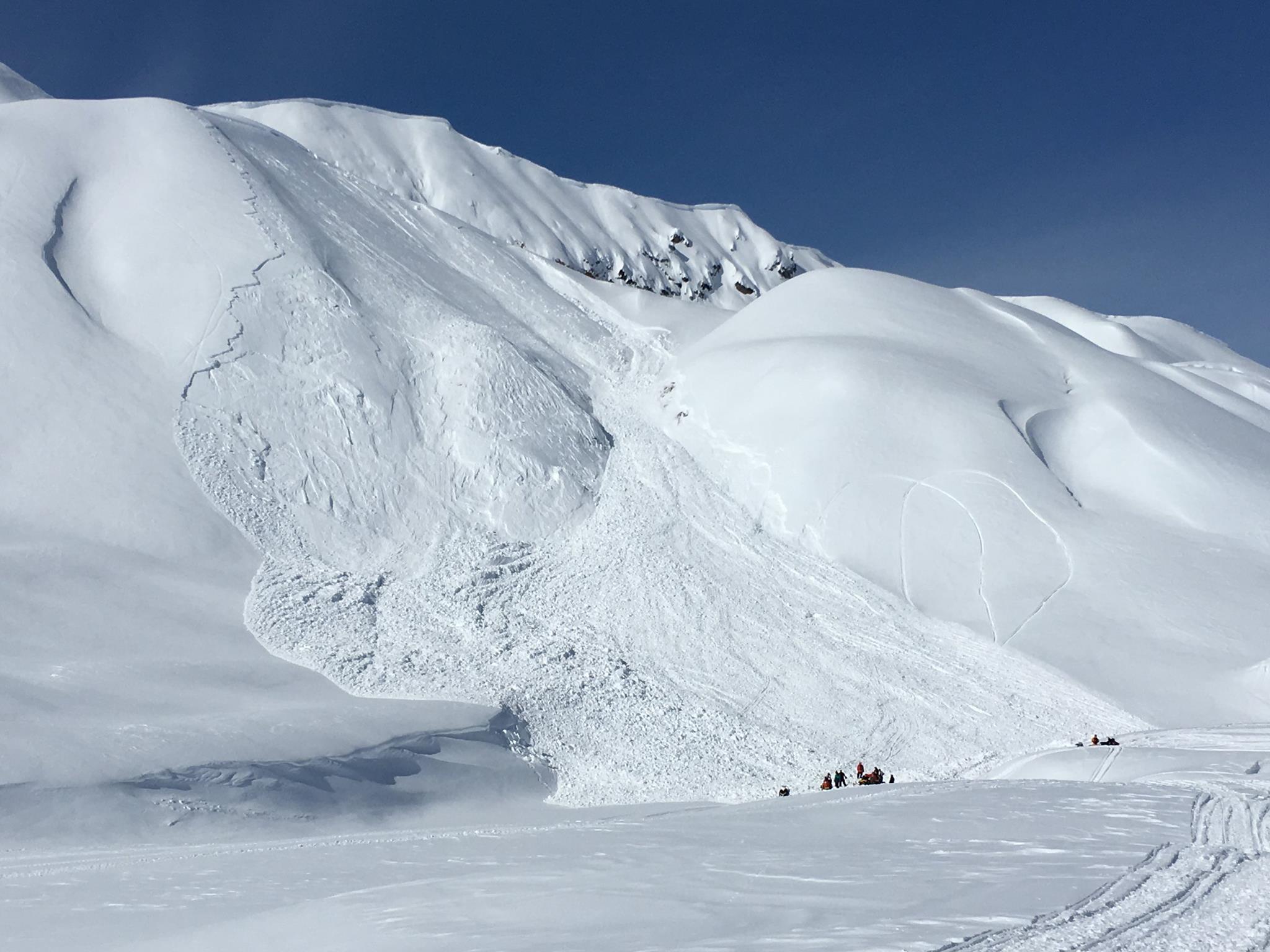 The massive avalanche that killed the snowmobiler on Sunday.