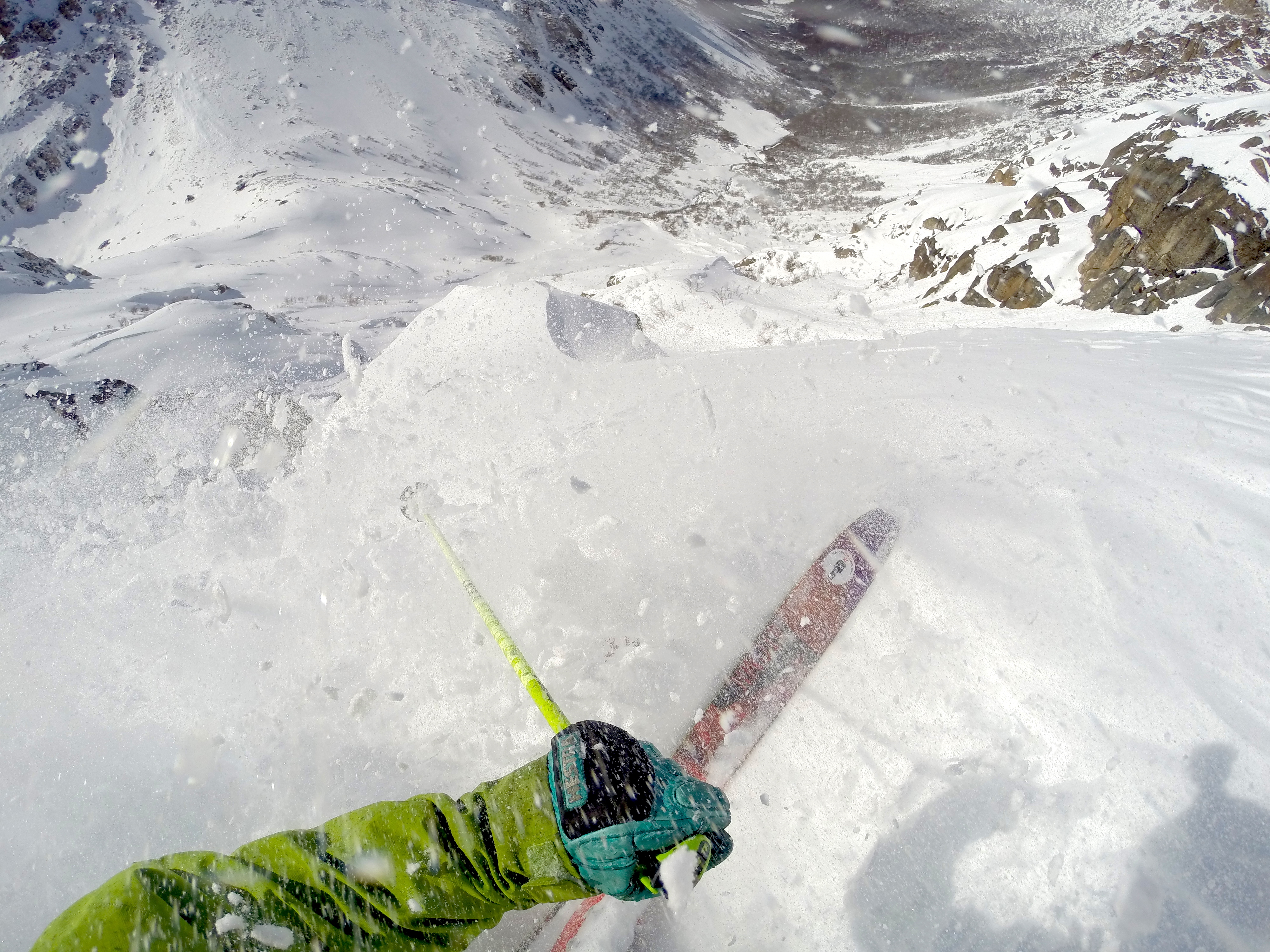 Skiing spines near Refugio Frey in the Bariloche, Argentina backcountry in September 2014. photo: miles clark/snowbrains