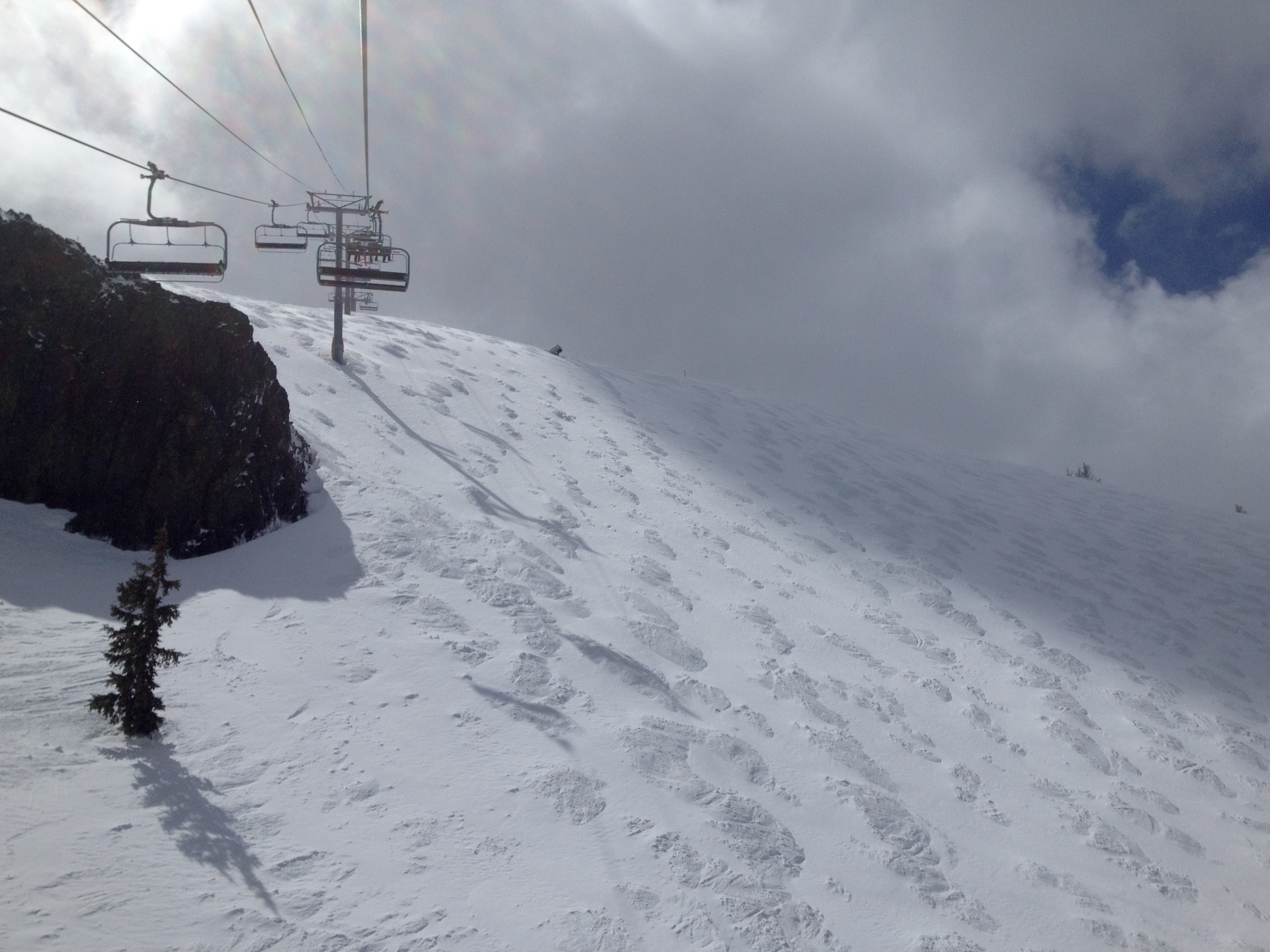 Headwall face went un-skied today.