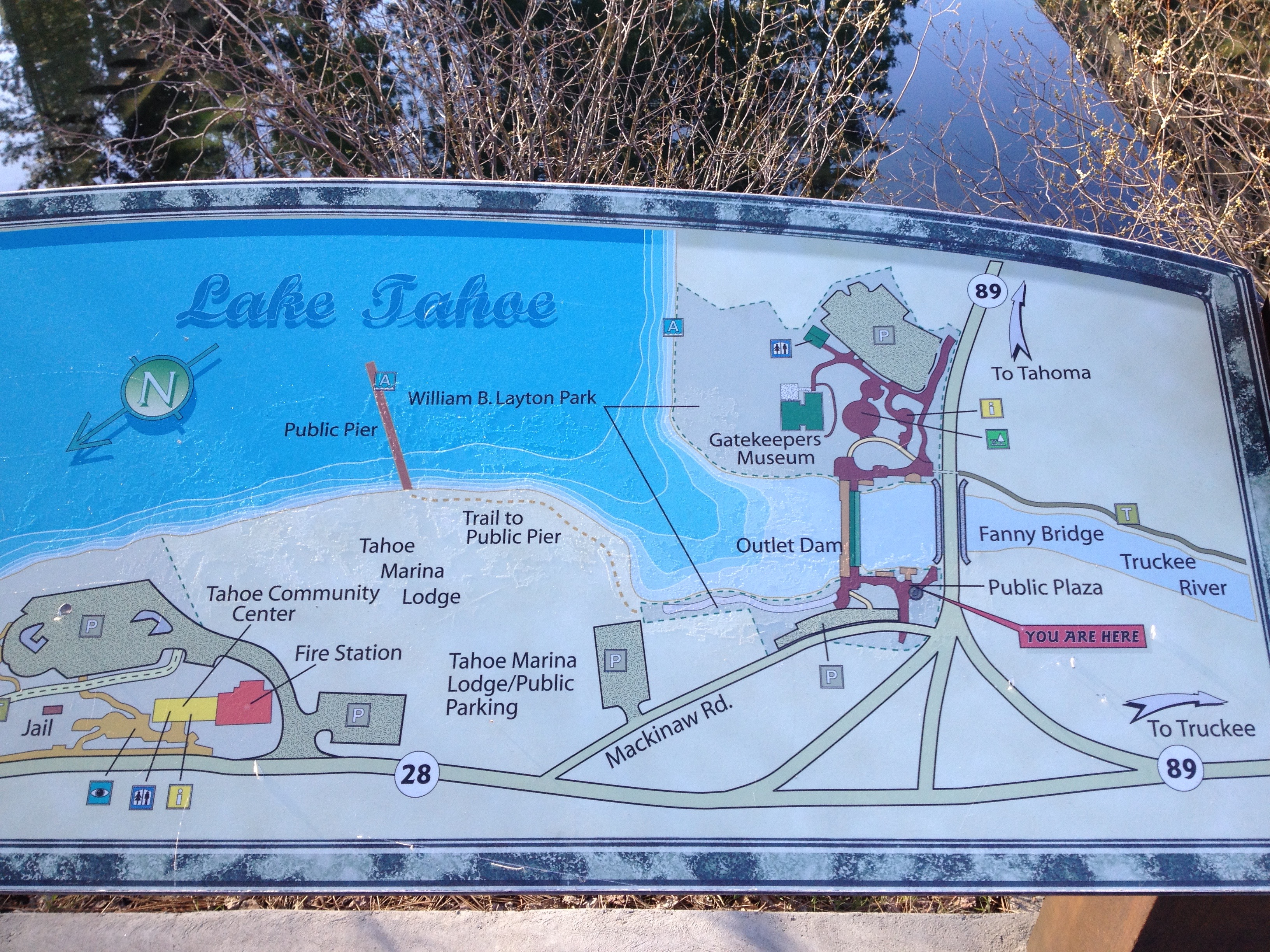 Map of Tahoe's outlet in Tahoe City, CA. photo: snowbrains, yesterday