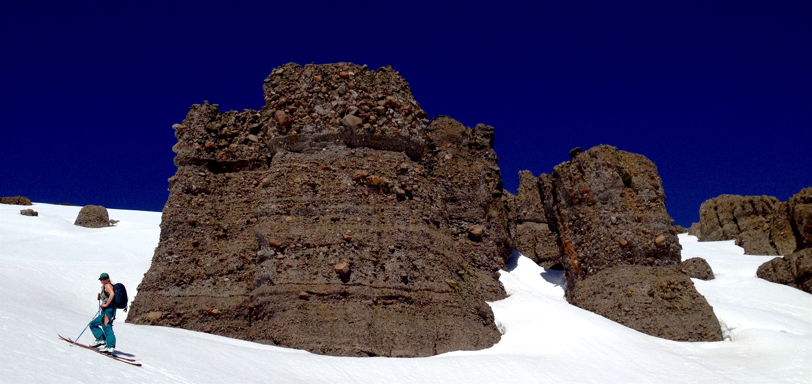 Katy and bizarre rock formations today. photo: miles clark/snowbrains