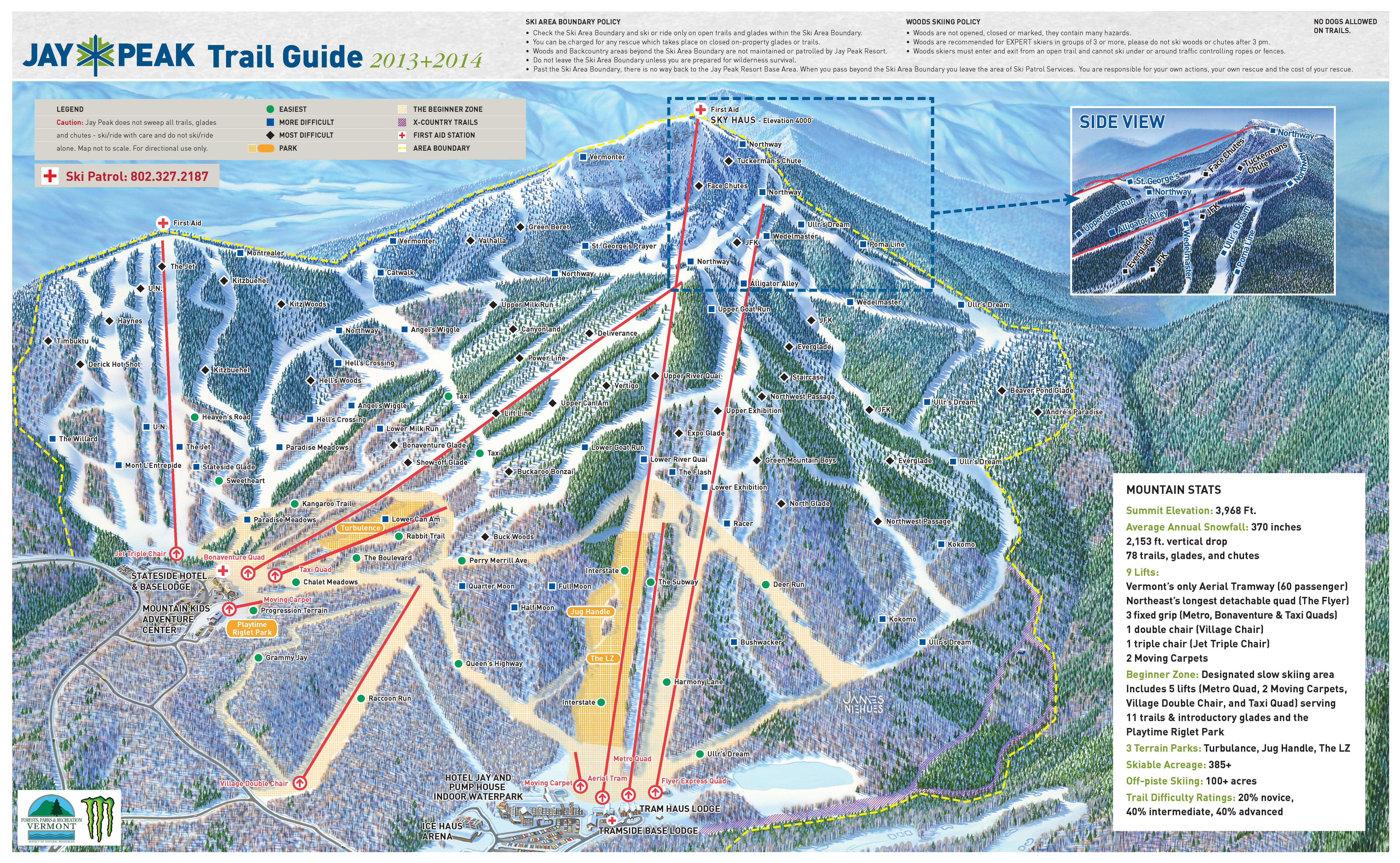Jay Peak, VT trail map.