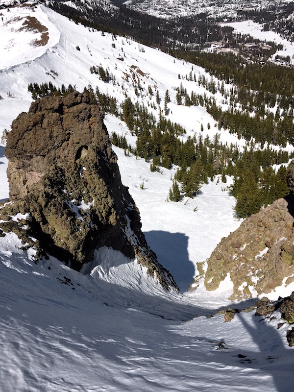 Looking into the Heart Chute from above in mid-March, 2016.  photo:  casey cane