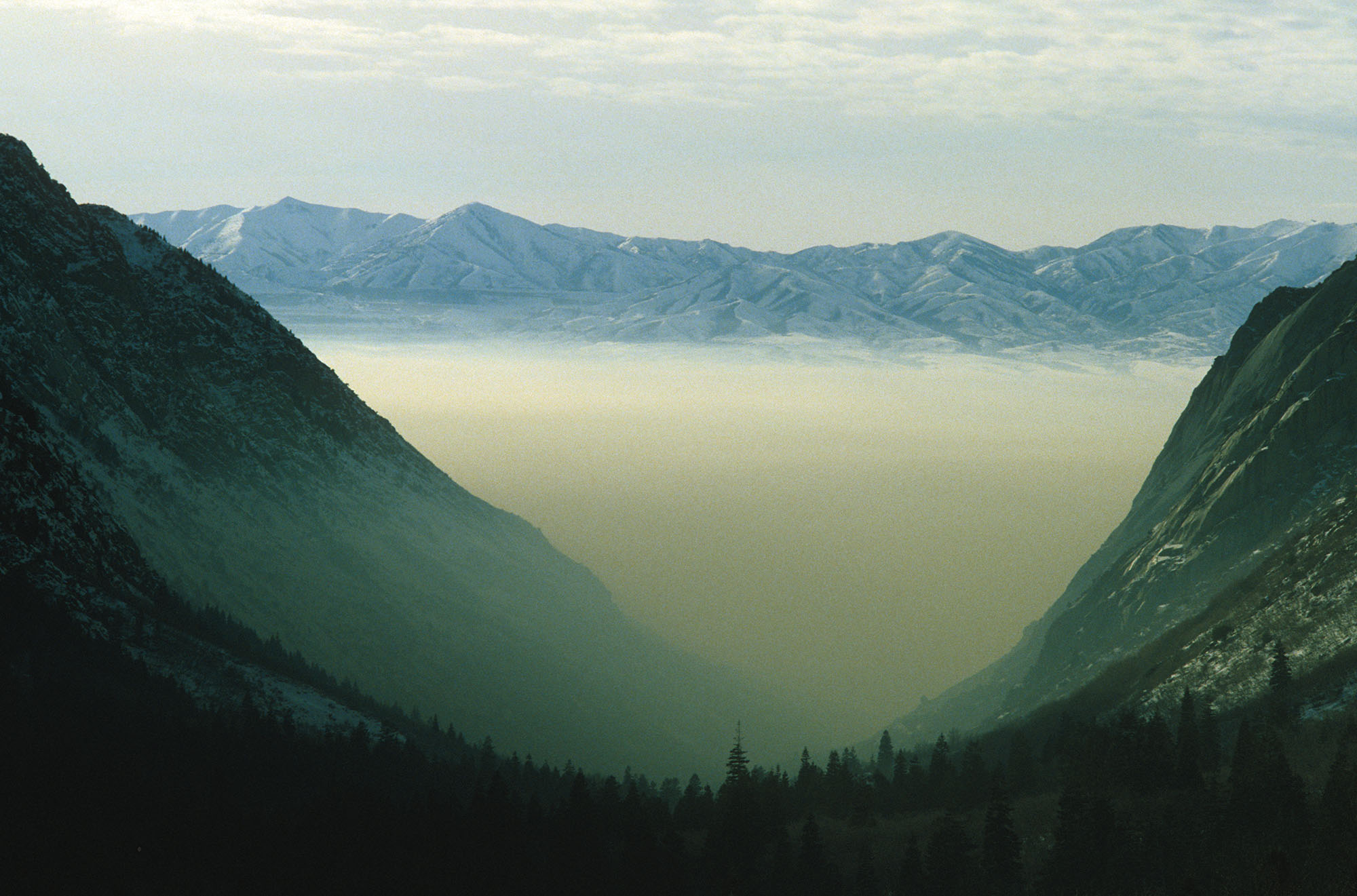 Looking down into the Salt Lake Valley from Snowbird ski resort, UT. Yuck. photo: powder
