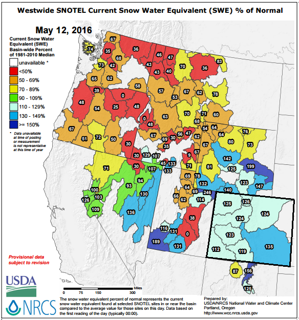 Western USA snowpack looking dismal compared to CO. image: nrcs, yesterday