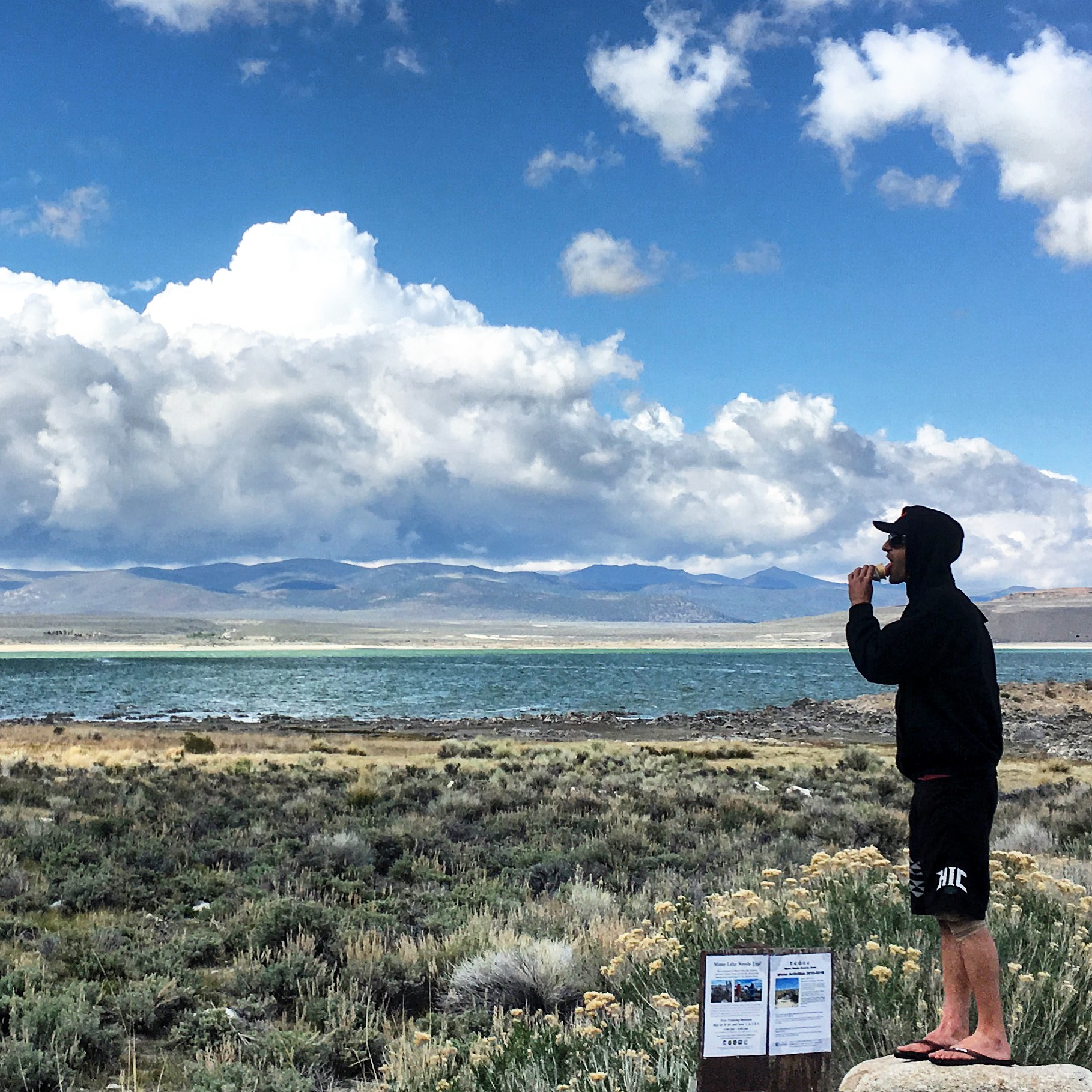 Miles loving the "Ice Cream Highway" at Mono Lake yesterday. photo: yimmers/snowbrains