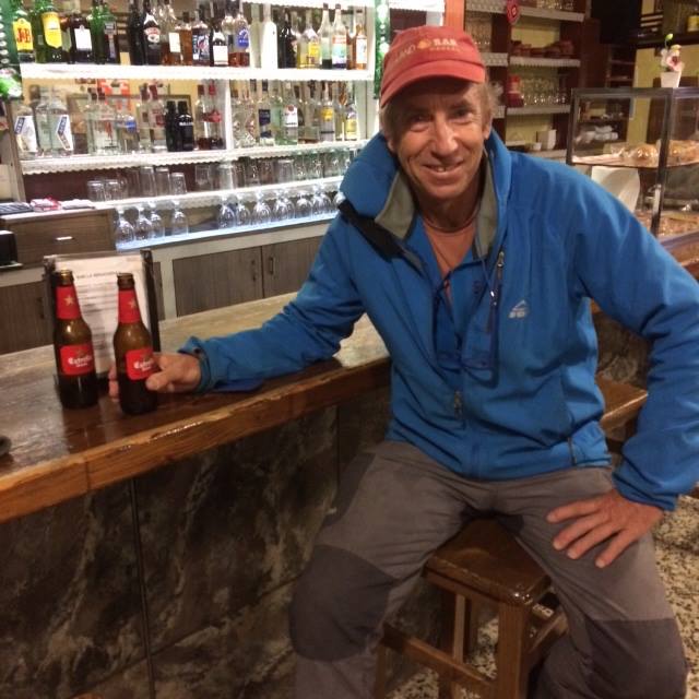 Russell Braddock in the bar after a long day in Chamonix, France. image: facebook