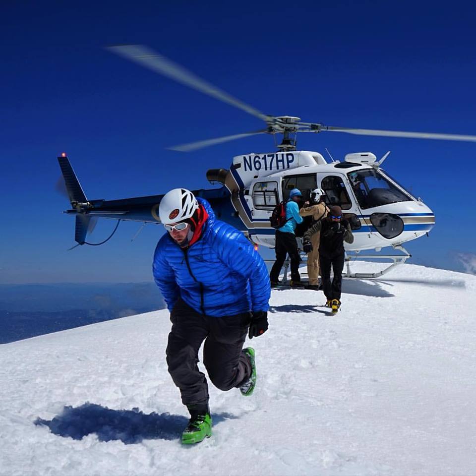 "Rich Meyer after loading the patient into the helo at 14,000'. SMG came the aid of an independent climber who sustained life threatening injuries after falling from the summit of #mtshasta. Special thanks to Rich Meyer, Sean Malee, Polly Layton and all of the guides and the amazing flight crew that executed the highest ever rescue on Mt. Shasta. We are honored to be part of such a professional, skilled, and compassionate crew and so grateful for the positive outcome of this incident." - Chris Carr. image: chris carr