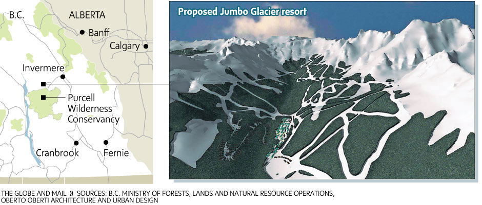 Map of the proposed Jumbo Glacier ski area.