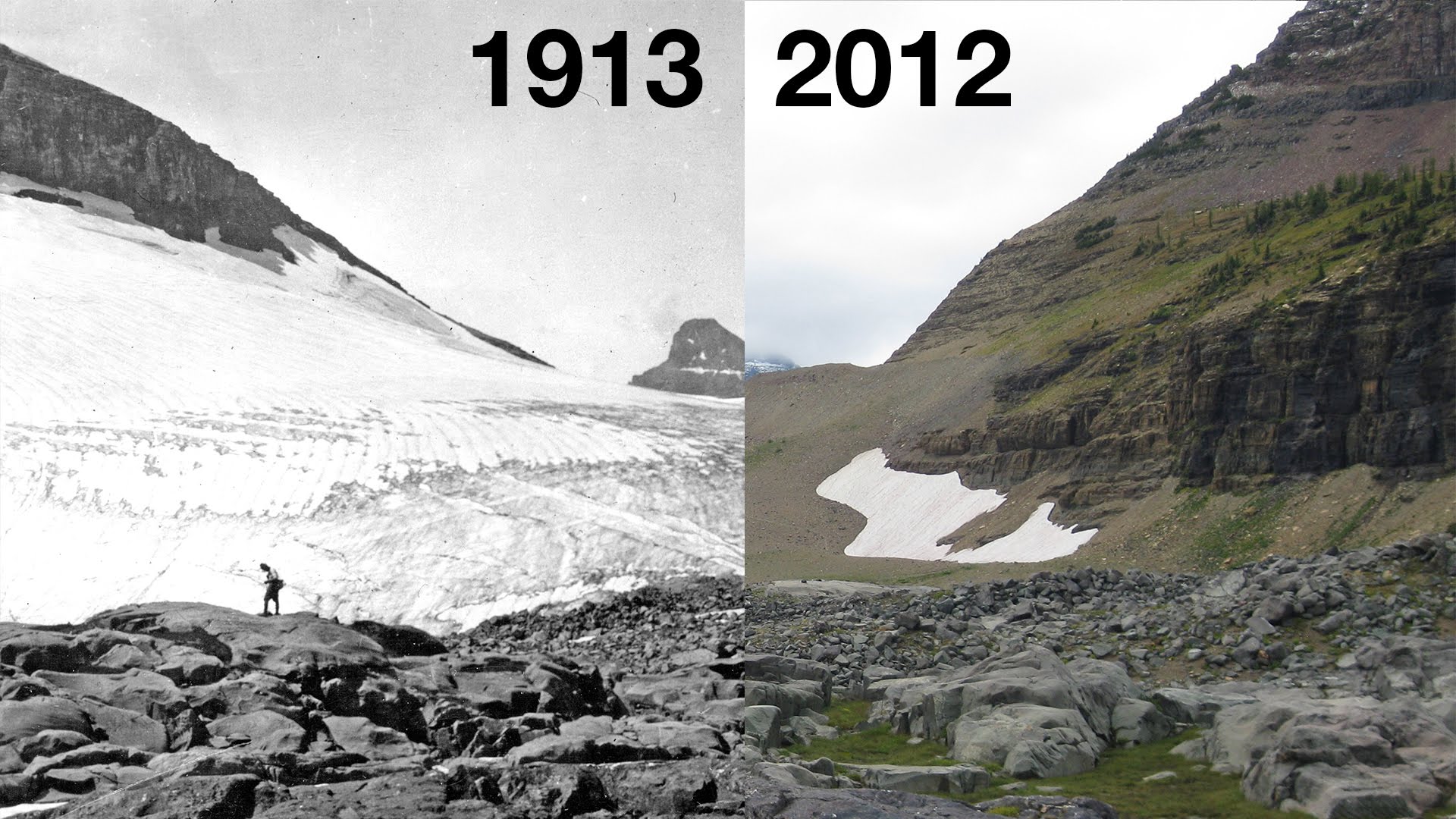 Before and after in Glacier National Park, MT.