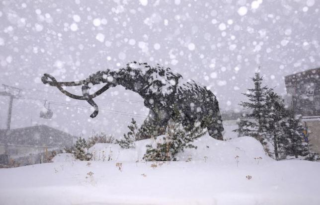 Stock image of the Mammoth at Mammoth seeing snow. photo: mammoth