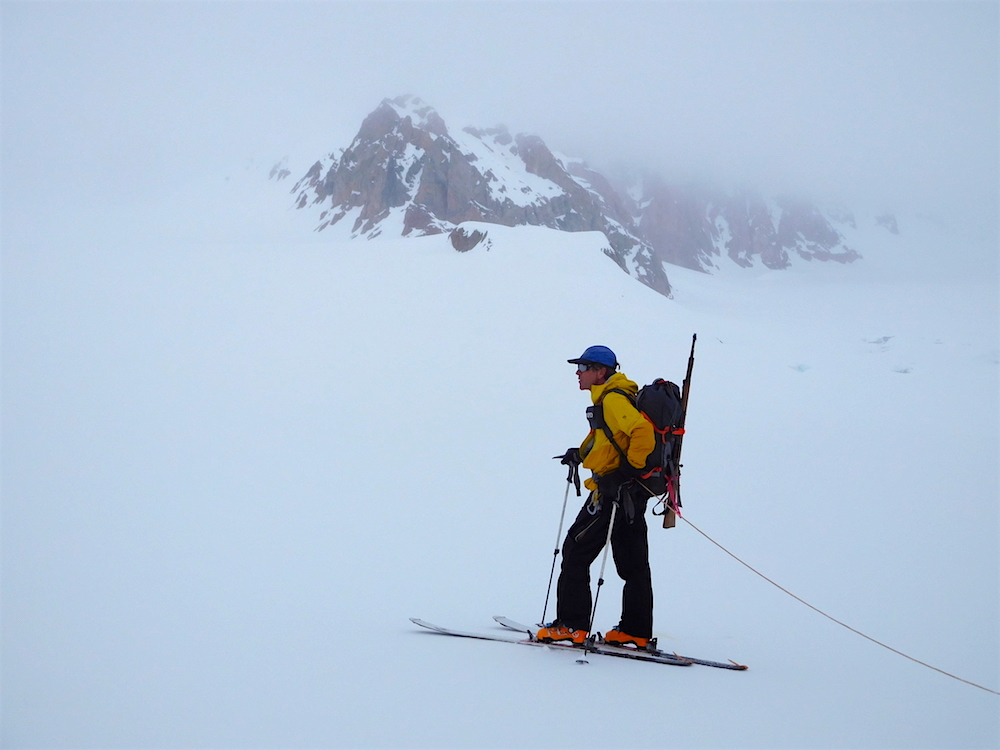 Stoic Andrew on glacier. photo: snowbrains