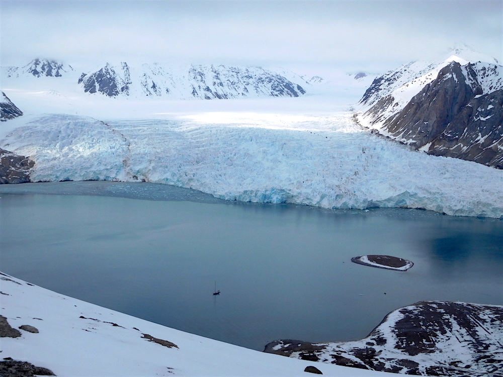 Big glacier, tiny boat. photo: snowbrains