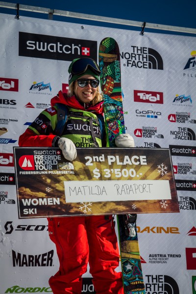 Matilda with a 2nd place finish on the Freeride World Tour. photo: ziu haller