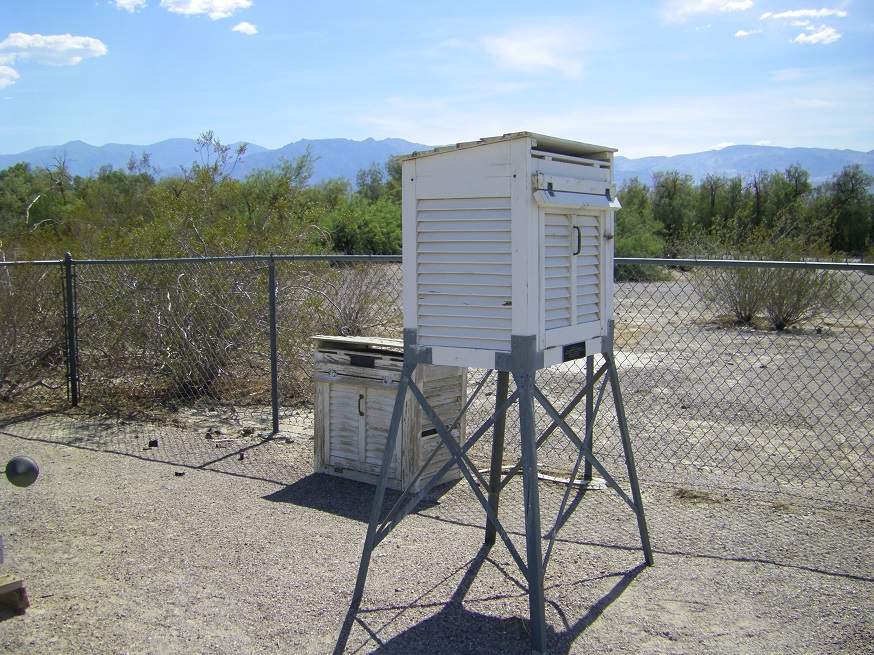The official temperature is recorded in a shaded, ventilated box about 4 feet off the ground. Death Valley has recorded unofficial ground temperatures of 201 degrees. NPS photo