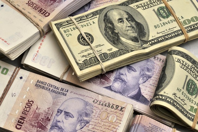Argentina pesos & US Dollars. 