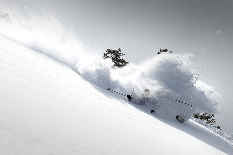 Jamie Blair smashing pow at Squaw Valley, CA in March 2011. The last La Nina in the USA. photo: casey cane