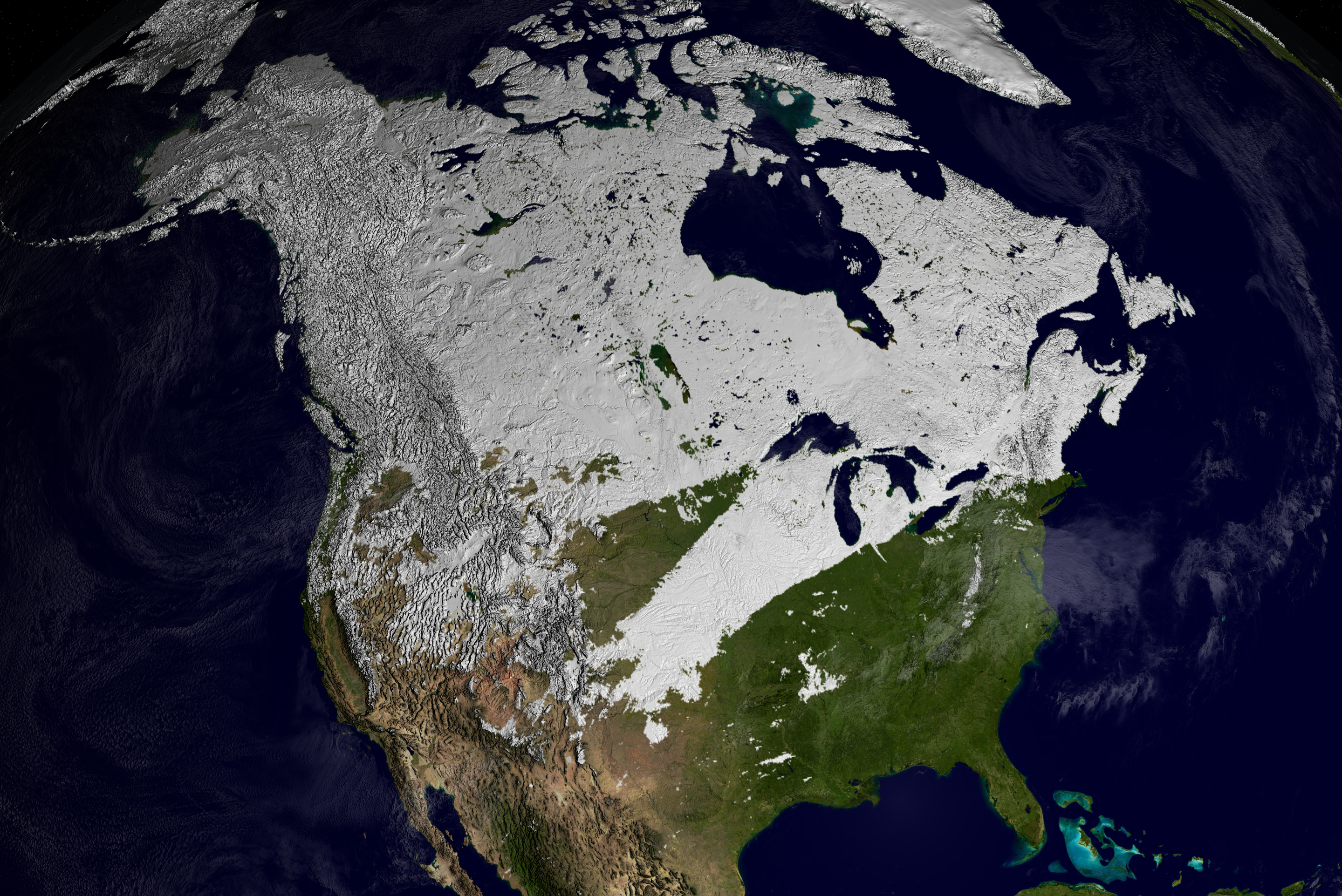 North American snow coverage.