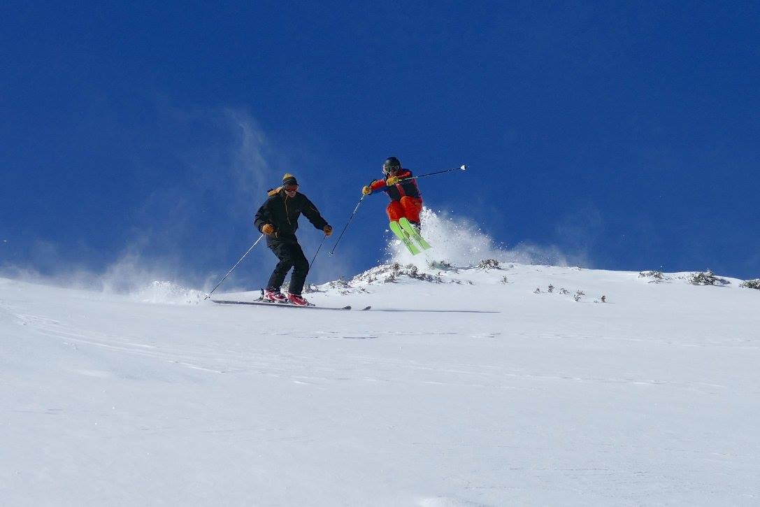 Synchronized skiing in the Falls Creek backcountry. August 2016. photo: skiing with steve lee