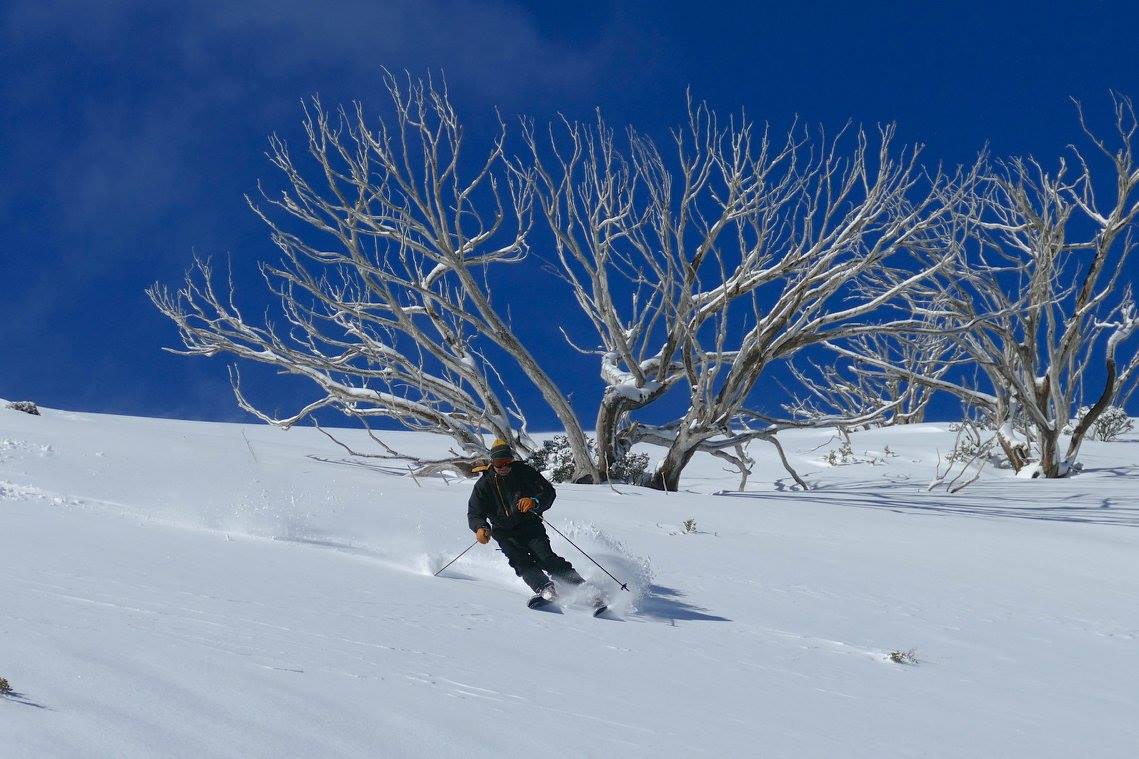 Dr. Seuss backcountry skiing near Falls Creek. August 2016. photo: skiing with steve lee