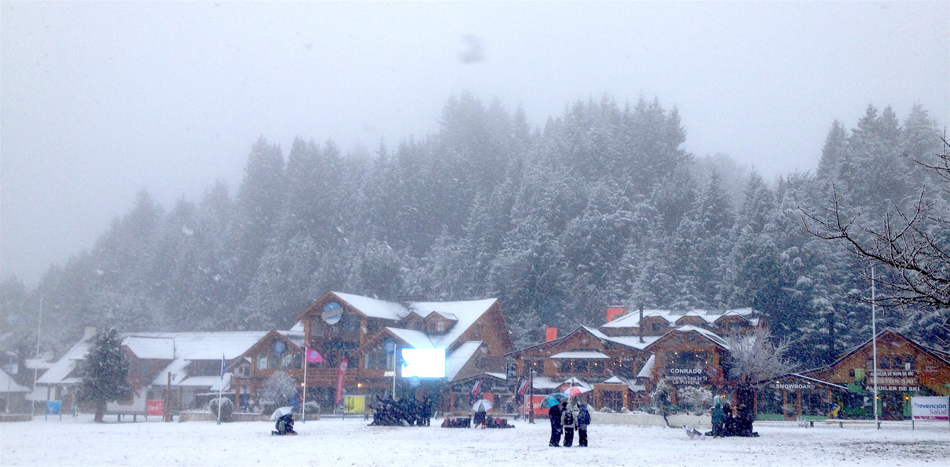 Snowing full on at the Cerro Catedral base today. photo: miles clark/snowbrains