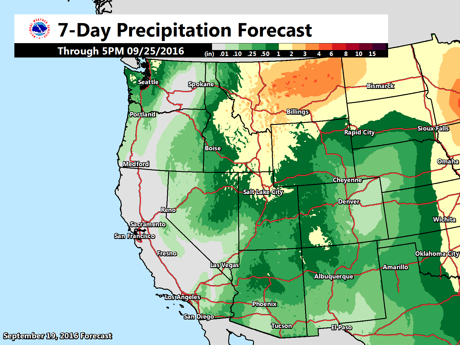 7-day precipitation forecast by NOAA. image: noaa, today