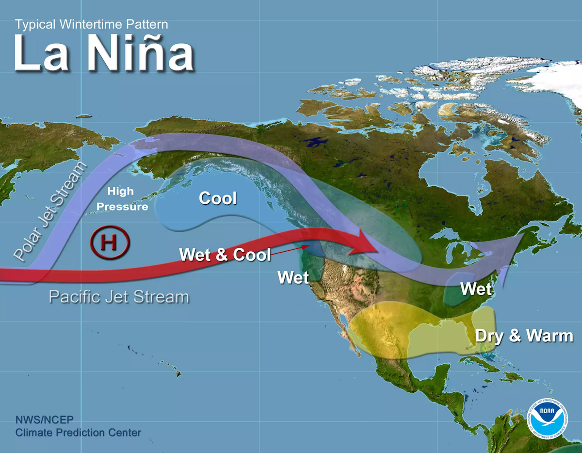 La Nina effects on USA. image: noaa