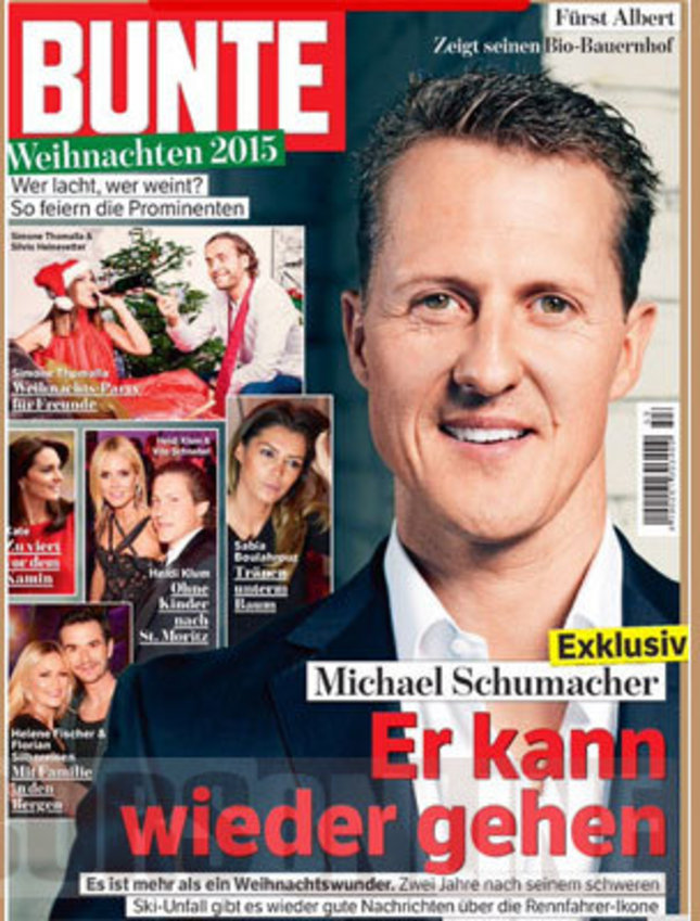 The cover of Bunte magazine described Schumacher's improved condition as a "Christmas miracle". 