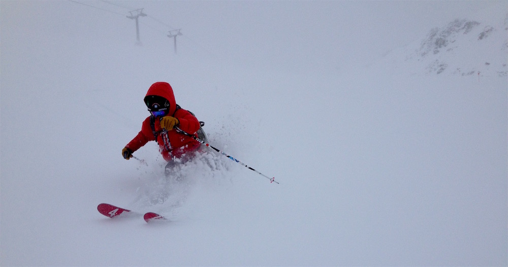 Gomez in the stuff off Nubes on Friday. photo: snowbrains