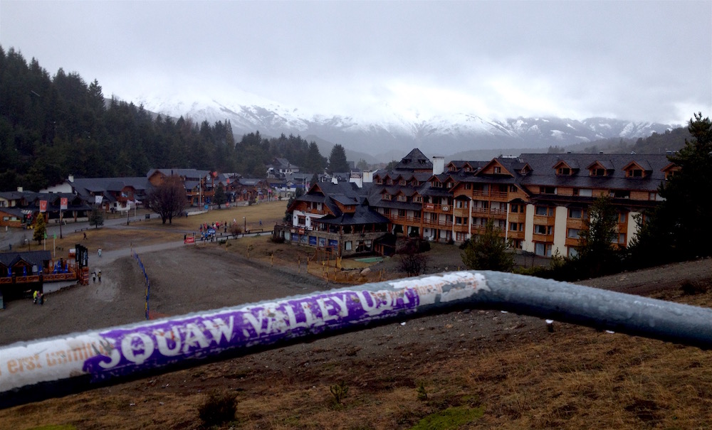 Old school, purple Squaw Valley, USA sticker on the download on Friday. photo: snowbrains