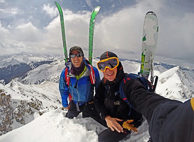 Chris Tomer & friend ready to make some turns down The Citadel, a 13er along the Continental Divide in Colorado. photo: chris tomer