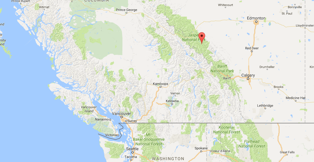 Map showing Mt. Warren's location in Canada.