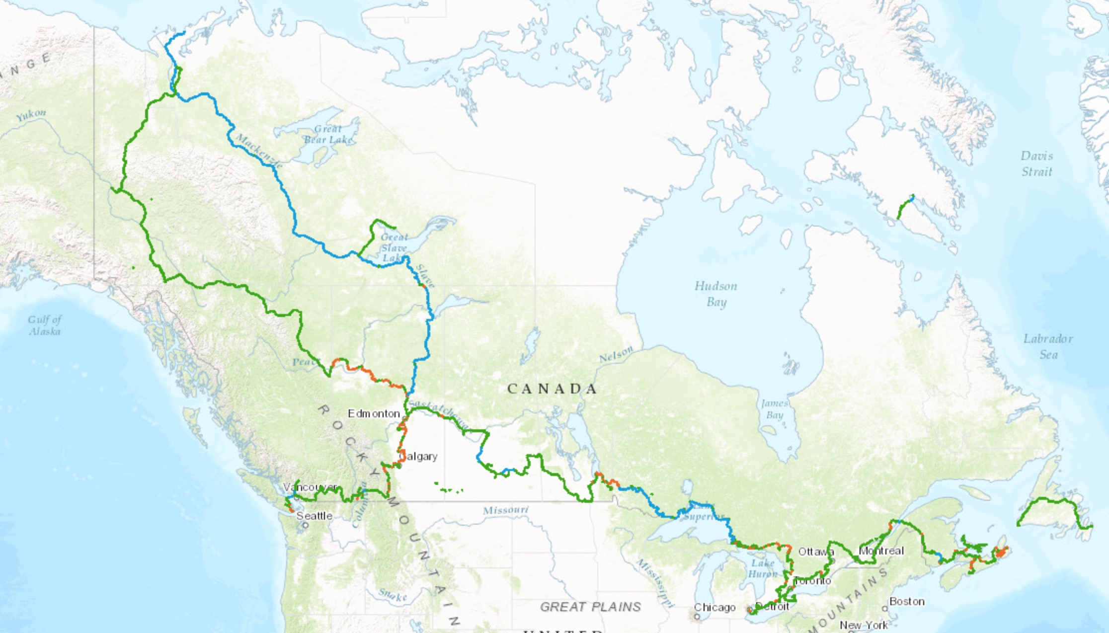 Great Canadian Trail map. Image credit: TheGreatTrails.ca