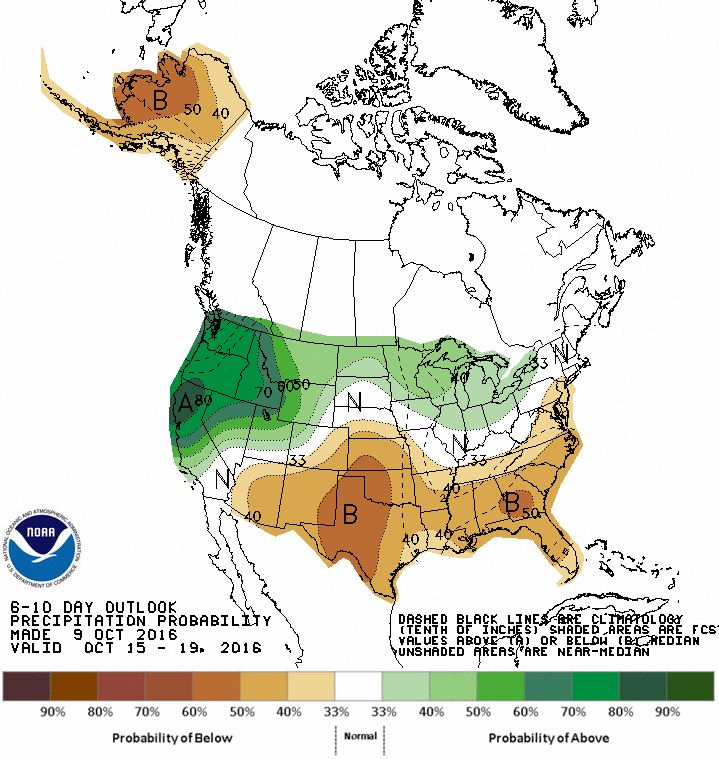 Above average precipitation forecast for NorCal in the 6-10 forecast. image: noaa, today