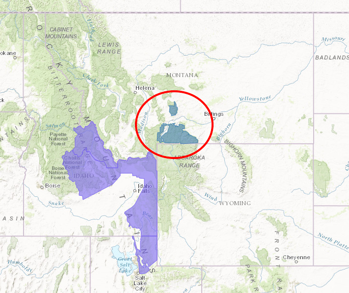 Circled in Red:  Winter Storm Watch for Montana.  image:  noaa, today