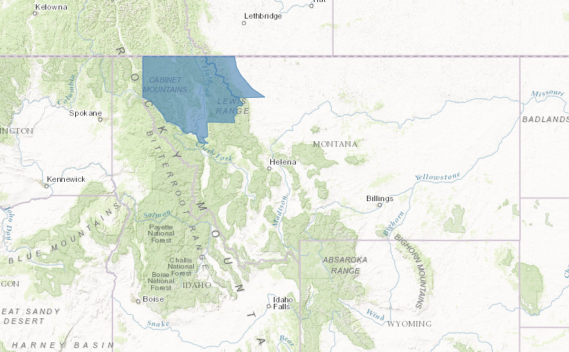 BLUE = Winter Storm Watch for Montana. image: noaa, today