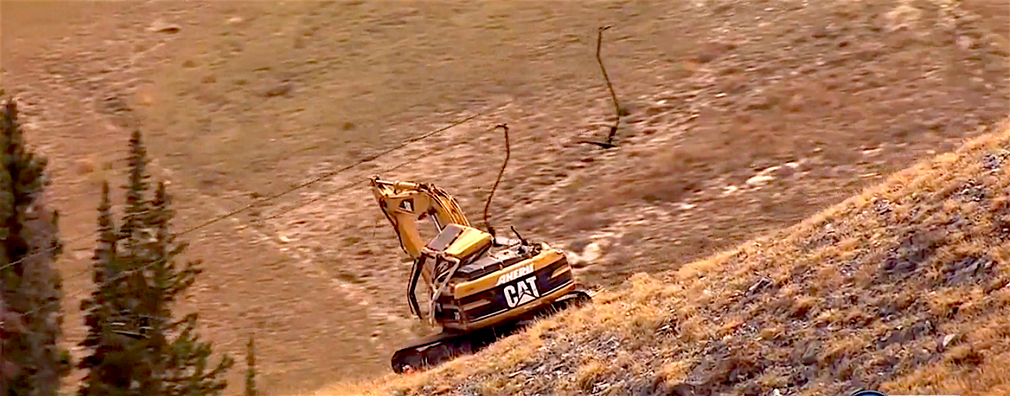 Photo of the excavator that rolled and killed Kasey Christiansen yesterday. image: ksl