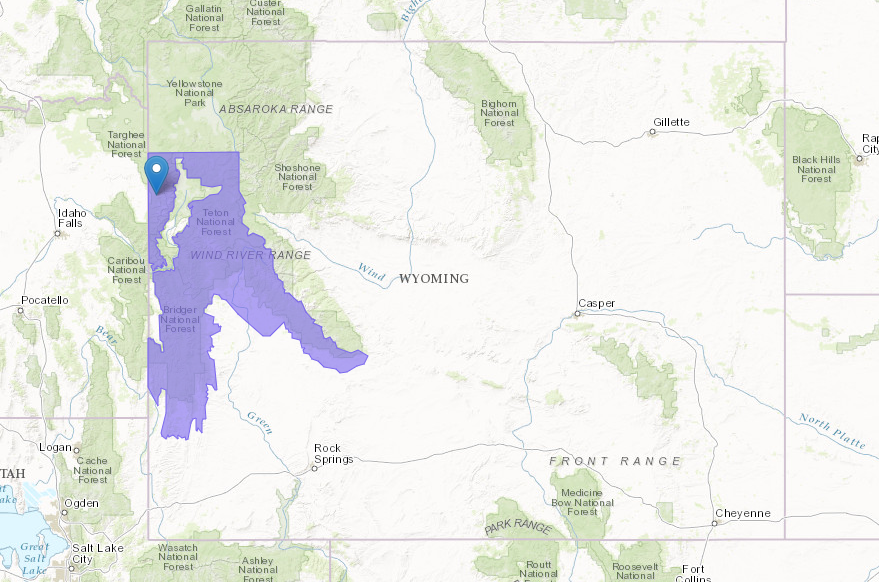PURPLE = Winter Weather Advisory for Wyoming today/tomorrow. image: noaa, today
