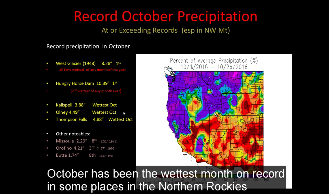 Record precipitation this month in Northern Rockies. image: noaa, yesterday