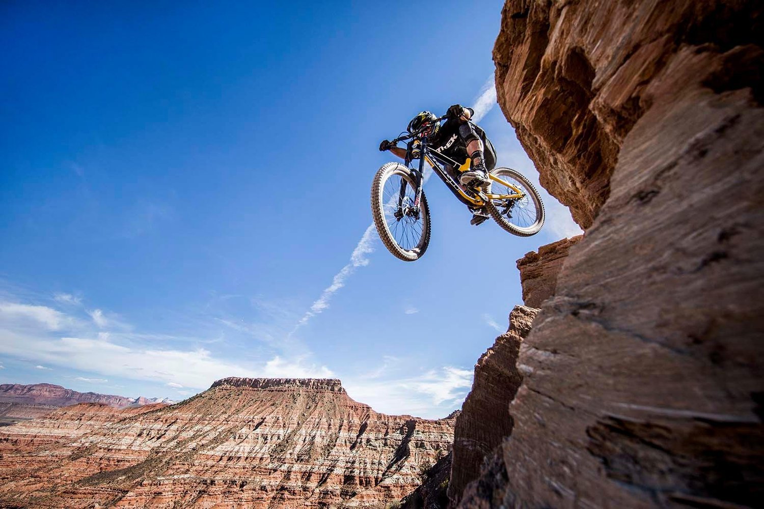 Ryan Howard of the USA competes during qualification day of the tenth edition of the Red Bull Rampage, Virgin, Utah, USA on October 15th 2015.