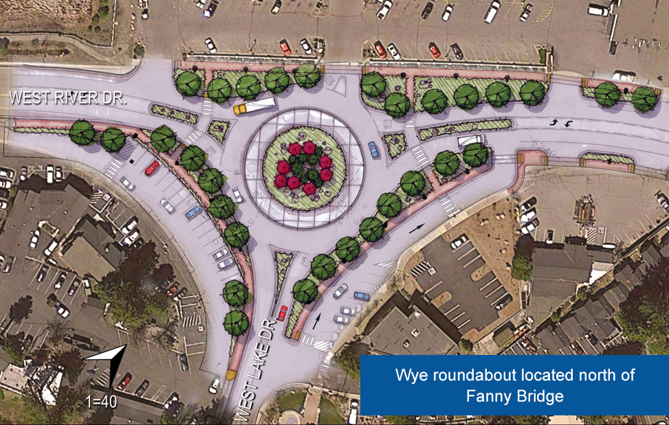 Wye roundabout located north of Fanny Bridge. Source; tahoetransportation.org ()