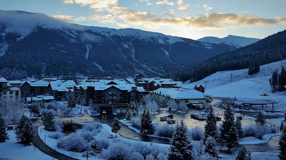 Sunrise over the village on Nov. 2nd, after a fresh snowfall. Photo: Copper Mountain